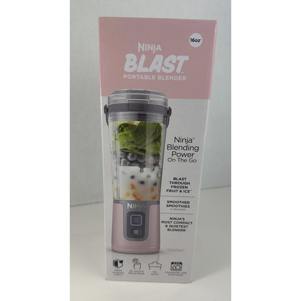 NEW Ninja Blast Portable Personal Blender Detachable Cable USB Type-C 16 oz Pink - Picture 2 of 8